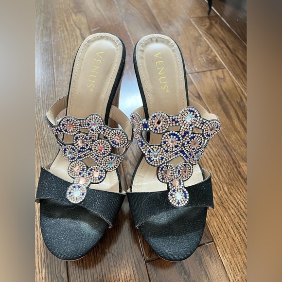 Venus size 8 embellished sparkle heel wedges - Picture 2 of 3